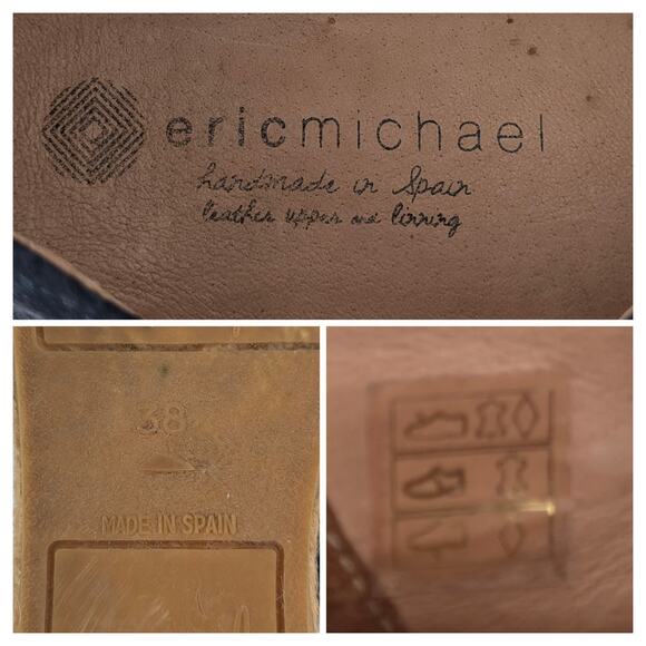 Navy Leather Espadrilles Slip On Shoes Eric Michael Serena Womens EU 38 Zippered - Picture 8 of 10